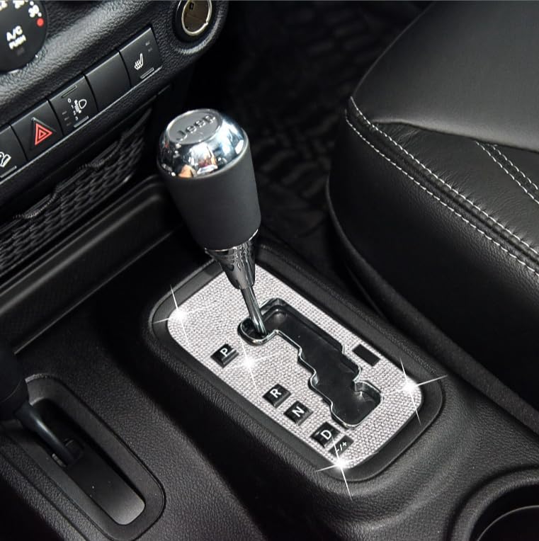 ASUBHA Bling Gear Shift Box Frame Cover Trim Sticker, Wrangler Gear Shift Box Cover Trim Sticker Compatible with Wrangler 2012-2018, Bling Car Interior Accessories for Women Men(White) - Image 2